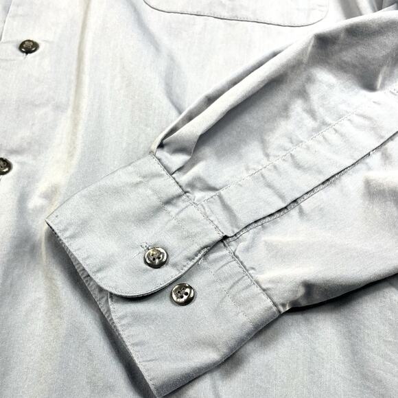 Etienne Aigner Mens Size 17 33/32 XL Button Up Shirt Iridescent Blue Long Sleeve - Picture 3 of 10